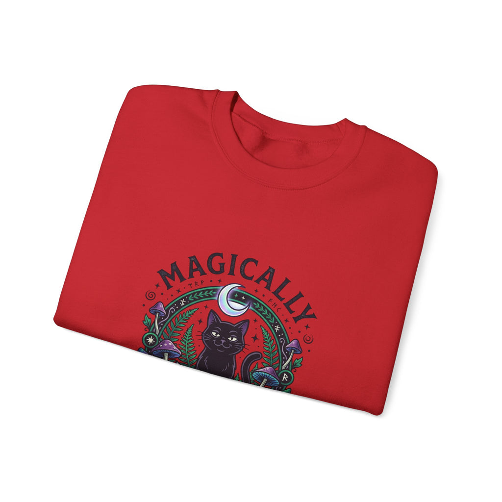 Magically Unbothered Cat Crewneck Sweatshirt | witchy goblincore celestial