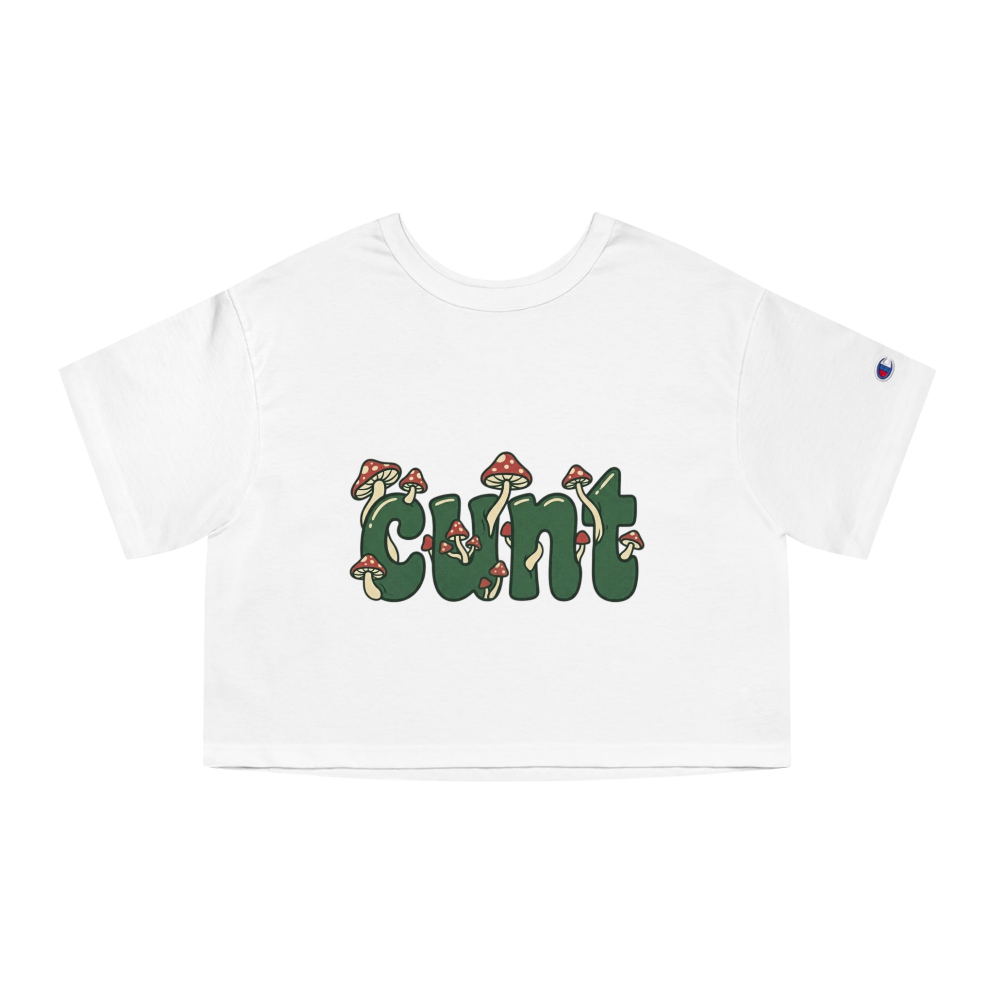 Whimsical Cunt & Mushroom Graphic Crop Tee