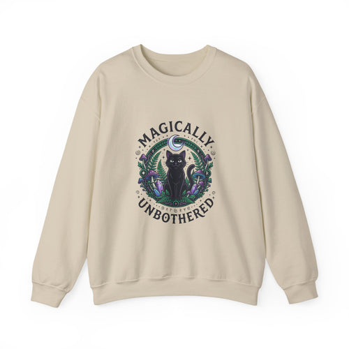 Magically Unbothered Cat Crewneck Sweatshirt | witchy goblincore celestial